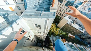 Parkour under the Eiffel Tower in Paris