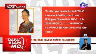 Pamunuan ng FAMAS, humingi ng paumanhin kay veteran actress Eva Darren | Dapat Alam Mo!
