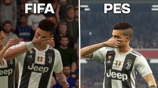 Selebrasi FIFA 19 vs PES 2019 | Ronaldo, Dybala, Messi dll