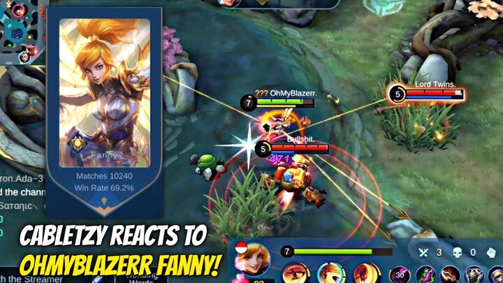 CABLETZY REACTS TO OHMYBLAZERR (TOP GLOBAL FANNY) | MLBB