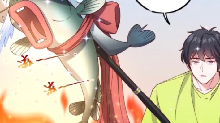 Nezha is grilling fish! The little broom can't stand it! It smells so good!