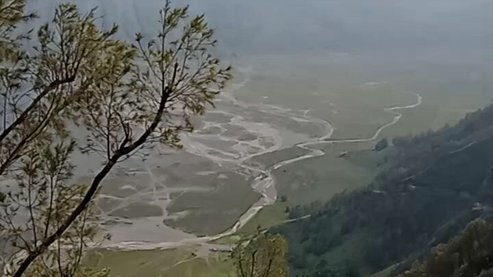 on the way to Bromo Caldera, view of mountain Bathok Indonesia