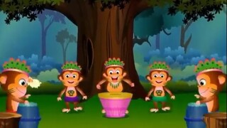 Five Little Monkeys Jumping on the bed - 3D Animation English Nursery rhyme for children