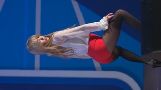 Grup gadis Korea Park Mi-yeon Serri klasik lurus tembakan celana merah stoking hitam ledakan tubuh