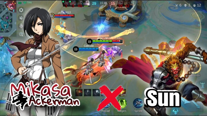 GokiLL Mikasa Jadi Unik Skillnya Ketika Di Pake Hero Sun !