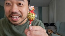 ASMR Eating Strawberry Lollipop With Bubble Gum & Peeling + Cutting Carrots 🥕🥕🥕