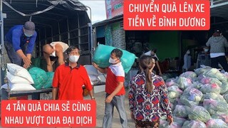 200 phần quà gởi lên Bình Dương gồm gạo rau củ quả và một phần xông cho bà con khu phong tỏa.
