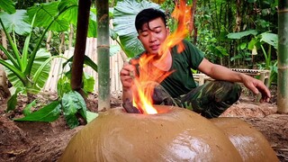 Live with nature | Tập 4 xây dựng bếp lò nguyên thủy , món thịt nướng thơm ngon