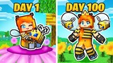 I Survived 100 DAYS as a QUEEN BEE in Minecraft!