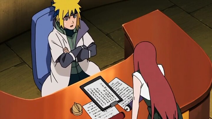 Hanya ketika Minato menjadi Hokage, tidak terlihat ada dokumen apa pun di mejanya.