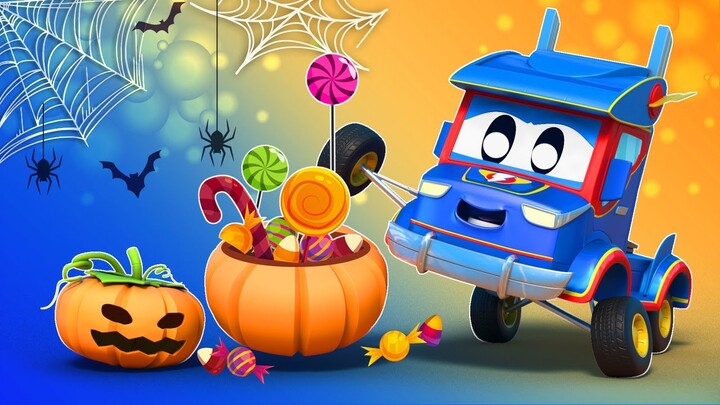 Truk super Malam Halloween bersama Truk Super Kota Mobil - Kartun truk untuk anak-anak