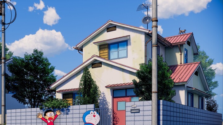 [Restorasi Animasi] Rumah Doraemon dan Nobita - pembuatan ulang 60 bingkai_SketchUp+Enscape