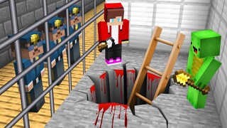 How did Mikey and JJ Dug a Scary Hole in Prison in Minecraft ? Thanks to Maizen JJ and Mikey