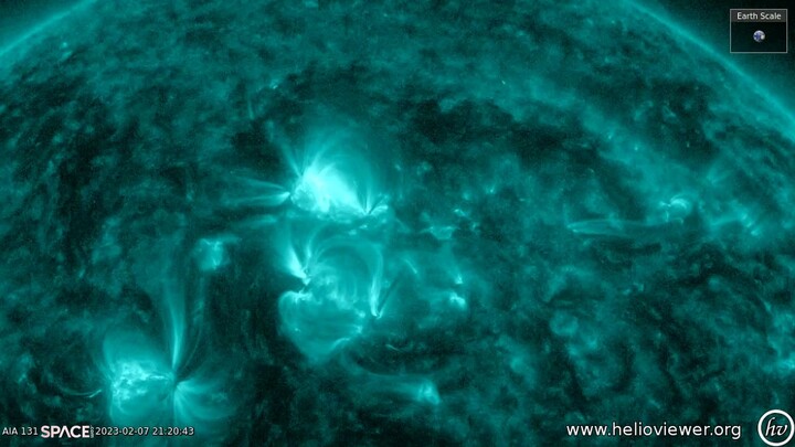 4k FOOTAGE OF POWERFUL SOLAR FLARES PRODUCING DRA.