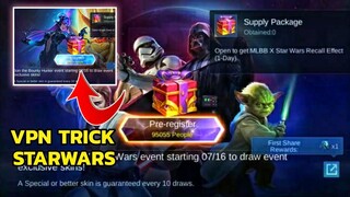 TRICK FOR STARWARS EVENT - PRE REGISTER IN BOTH EVENT, STARWARS AND LESLEY LEGEND SKIN-MLBB