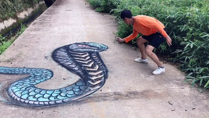 Đời sống|Vẽ rắn trên đường