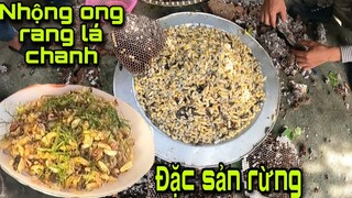 Ẩm Thực Việt . Đặc Sản Núi Rừng Nhộng Ong Chao Dầu Lá Chanh