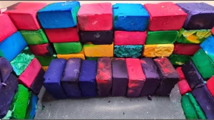 60 dyed gym chalk blocks ASMR 💫