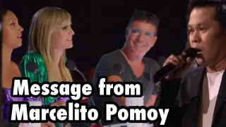 America’s Got Talent Grand Finals - Marcelito Pomoy Message