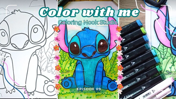 【上色过程】用酒精马克笔绘制史迪奇｜Coloring Stitch with Alcohol Markers & Colored Pencils