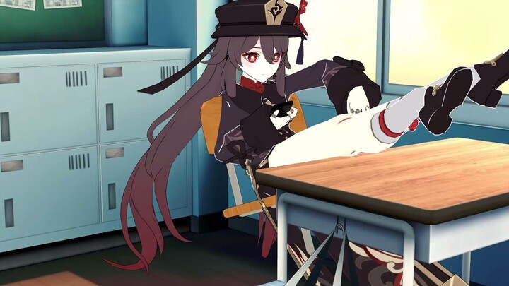 [Genshin Impact MMD] Hutao was playing with her mobile phone in the classroom, and suddenly one came