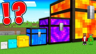 JJ and Mikey Found NEW CHEST of ALL SIZES : Diamond vs Gold vs Water vs Portal in Minecraft Maizen!