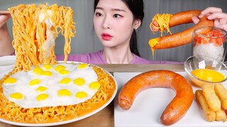 [Mukbang TV] - 3 gói mì xào cay vị rose, xúc xích, trứng cúc chiên | ASRM