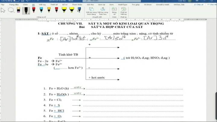 [Hoá 12] Chương 7- sắt và một số kim loại quan trọng;Chủ đề 1- Sắt.
