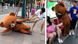 Funny Video Tiktok Moments Compilation 2022 P2 Muddy bear street troll - Gấu Lầy Thích Troll Girl