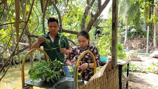 Hái Đọt Bí Chấm Với Thịt Kho Quá Ngon | Út Đạt | # 278