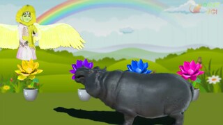 Hippopotamus Attacks Colorful Ondel-Ondel Fairy | Learn Colors and Counting Numbers 1 - 4