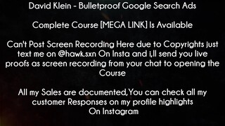 David Klein Course Bulletproof Google Search Ads download