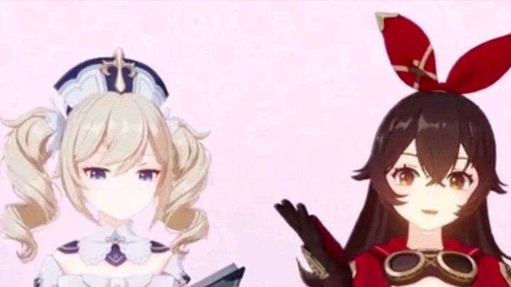 [Game Dubbing] Barbara and Amber during the first anniversary of Teyvat