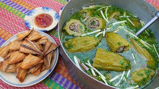 Bắt Ốc Trên Đồng Lúa Chét Về Nhồi Khổ Qua Hầm, Khô Cá Chuối Mặn | MTQH