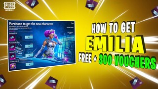 HOW TO GET FREE EMILIA CHARACTER IN PUBG MOBILE | 1200 UC REBATE FREE | 300 CHARACTER VOUCHERS FREE