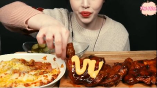 Đùi gà rán Jamaica BBQ và Doria kim chi thịt xông khói phần 2 #mukbang