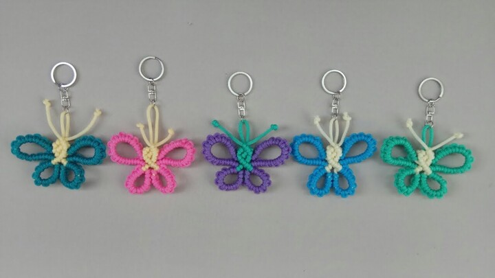 DIY | Macrame Butterfly Keychain Tutorial | Tutorial Gantungan Kunci motif Kupu-kupu
