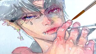 [Draw with me] Handsome Oppa is arranged today! | Watercolor Painting Tutorial