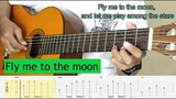FLY ME TO THE MOON - (Easy) Fingerstyle Guitar Tutorial TAB + Chord + Lyric