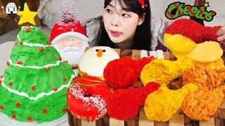 ASMR MUKBANG| 직접 만든 크리스마스 디저트 & 치토스 양념치킨 먹방 & 레시피 Christmas CAKE AND FRIED CHICKEN EATING