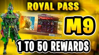 M9 ROYAL PASS 1 TO 50 RP REWARDS | PUBG M9 ROYAL PASS | MONTH 9 ROYAL PASS PUBGM