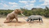 5 Pertarungan Gajah vs Badak PALING GILA Yang Berhasil Terekam Kamera.