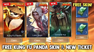 FREE KUNG FU PANDA SKIN AND SKIN + TICKET REWARDS! FREE SKIN! NEW EVENT 2022 | MOBILE LEGENDS