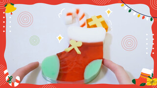 【野生冻物】用果冻做的圣诞袜，切开居然还有小礼物？！