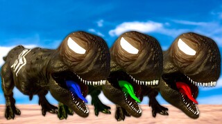 T-REX COLOR PACK vs VENOM vs BAHARIASAURUS - Jurassic World Evolution Dinosaurs Fighting