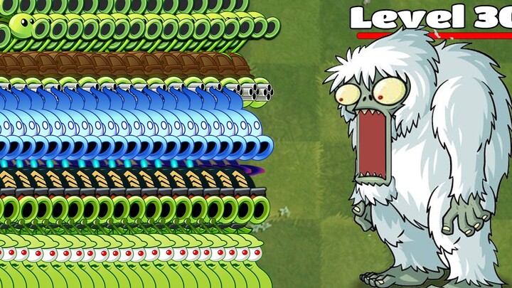PvZ 2 艰难挑战 - 35颗100级超级植物 对抗5只30级超级竞技场雪怪僵尸