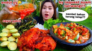 MAKAN AYAM TALIWANG SAMBEL BEBEROK TERONG SAYUR PAKU LALAPAN MENTAH JENGKOL MUDA