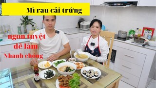 Cách làm món mì rau cải trứng - Món ăn hàn quốc