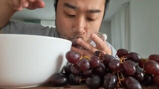 ASMR Plate Licking Red Grapes & Water Sounds