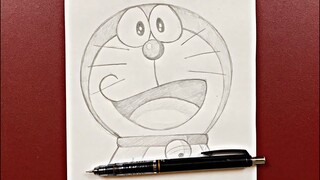 Easy cartoon drawing | how to draw doraemon using just a pencil step-by-step